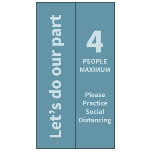 Social Distancing Elevator Door Decal, 36 in W x 80 in H, Teal